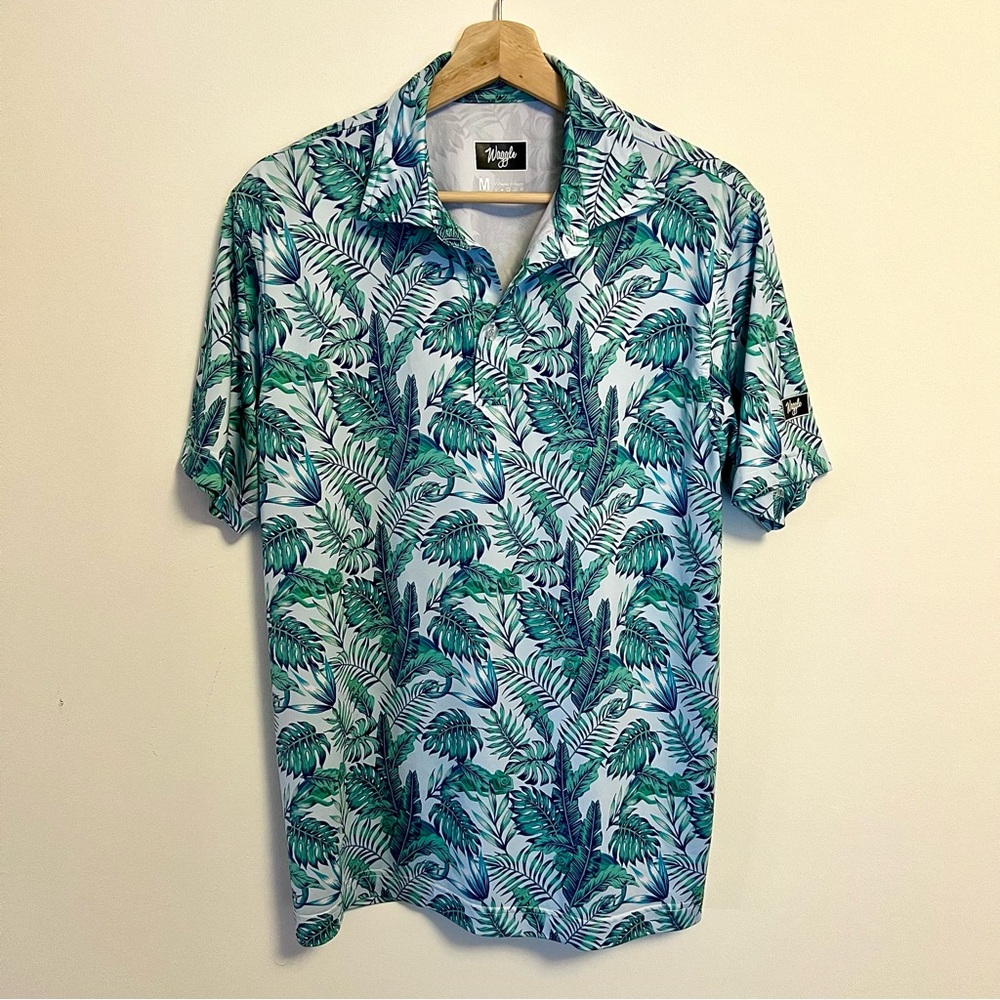 Waggle Chameleon Tropical Floral Short Sleeve Performance Golf Polo – Medium - Picture 1 of 3